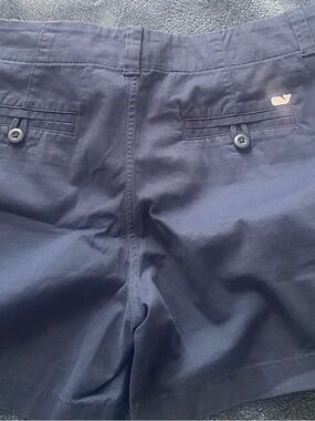 Vineyard Vines Navy Flat Front Chino Shorts with Whale Logo